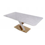 Стол обеденный Интерно Гранд MC3042-200WH, 200х100х75 см, белый мрамор/золото