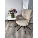 Стул KINNET 360 град. поворот.  MOHAIR-110 / CASTEL-15 Бежевый,ткань/ Тем.-серый каркас, ®DISAUR