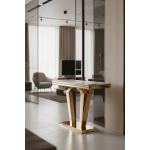 Стол-консоль Адамант IST-804,120х40х78 см, небесный белый/золотой