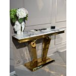 Стол-консоль Адамант IST-804,120х40х78 см, небесный белый/золотой