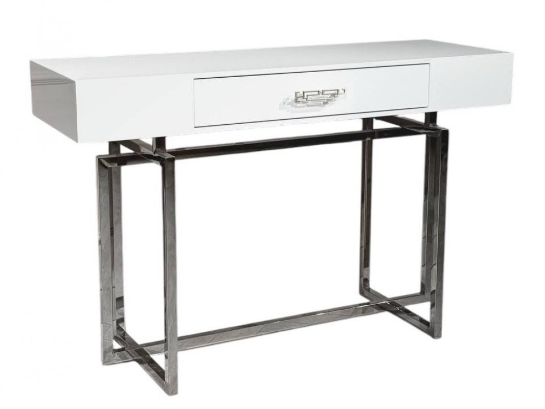 Стол-консоль Гарда-1 P-MJ-003, 120х40х76 см, белый/хром Стол-консоль Гарда-1 P-MJ-003, 120х40х76 см, белый/хром