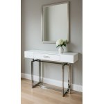 Стол-консоль Гарда-1 P-MJ-003, 120х40х76 см, белый/хром Стол-консоль Гарда-1 P-MJ-003, 120х40х76 см, белый/хром