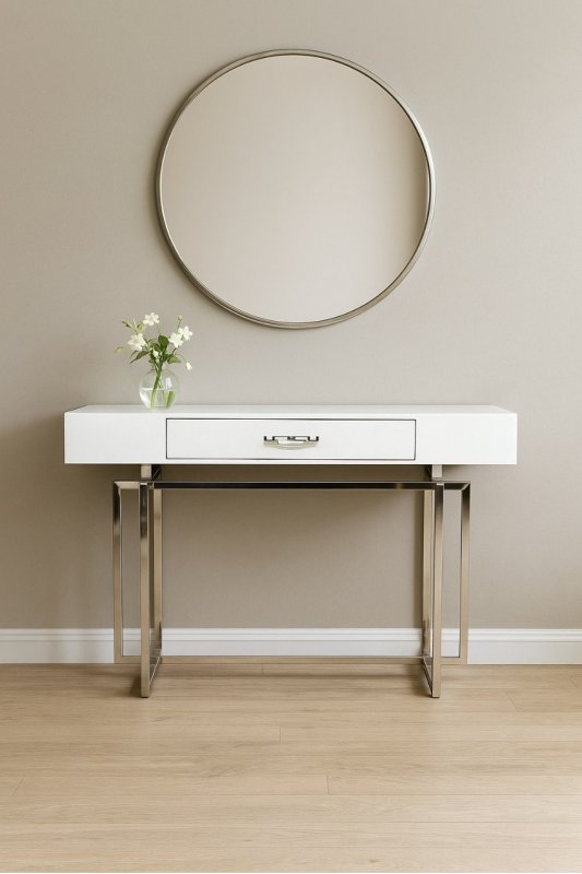 Стол-консоль Гарда-1 P-MJ-003, 120х40х76 см, белый/хром