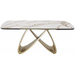Стол PALACIO 180  KL-188 Контрастный мрамор матовый, итальянская керамика/ Шампань, ®DISAUR