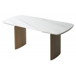 Стол CALVIN 180 SEMI-POLISHED SNOW CARRARA SOLID CERAMIC / Серый дуб, ®DISAUR