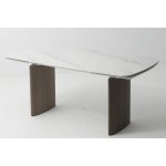 Стол CALVIN 180 SEMI-POLISHED SNOW CARRARA SOLID CERAMIC / Серый дуб, ®DISAUR