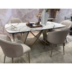 Стол PALACIO 180  KL-188 Контрастный мрамор матовый, итальянская керамика/ Шампань, ®DISAUR