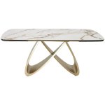 Стол PALACIO 180  KL-188 Контрастный мрамор матовый, итальянская керамика/ Шампань, ®DISAUR