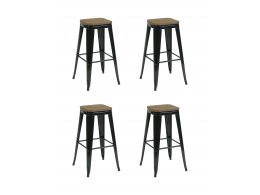 Стул барный TOLIX черный глянцевый + темное дерево KD 4 шт.