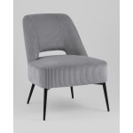 Кресло лаунж Бостон велюр рельефный светло-серый