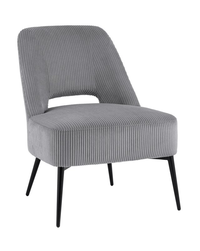 Кресло лаунж Бостон велюр рельефный светло-серый