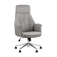 Кресло офисное TopChairs Neoma светло-серый экокожа ткань