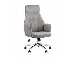 Кресло офисное TopChairs Neoma светло-серый экокожа ткань