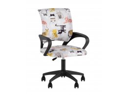 Кресло офисное TopChairs Simple SN Junior принт Blue Cats пластик черный