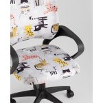 Кресло офисное TopChairs Simple SN Junior принт Blue Cats пластик черный