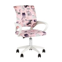 Кресло офисное TopChairs Simple SN Junior принт Pink Cats пластик белый