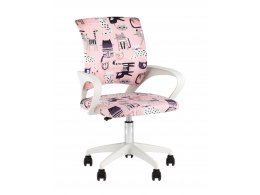 Кресло офисное TopChairs Simple SN Junior принт Pink Cats пластик белый