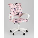 Кресло офисное TopChairs Simple SN Junior принт Pink Cats пластик белый