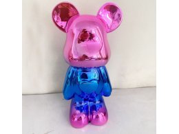Статуэтка Lucky Bear (Bearbrick) IST-013, 28 см, розово-голубой глянцевый