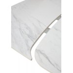 Стол CALVIN 180 SEMI-POLISHED SNOW CARRARA SOLID CERAMIC / Серый дуб, ®DISAUR