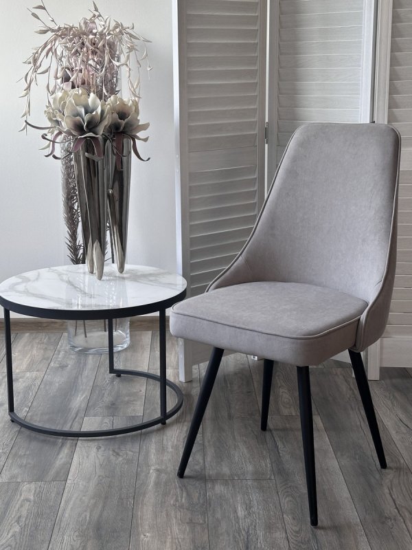 Стул БЕРТИ 360 град. поворот. B22 Серый, велюр / черный каркас, М-City