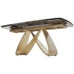 Стол PALACIO 180  KL-188 Контрастный мрамор матовый, итальянская керамика/ Шампань, ®DISAUR