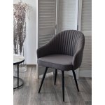 Стул ШЕЛЛ 360 град. поворот. B28 Темно-серый, велюр / черный каркас, М-City