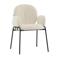 Стул с подлокотниками Моллек букле молочный