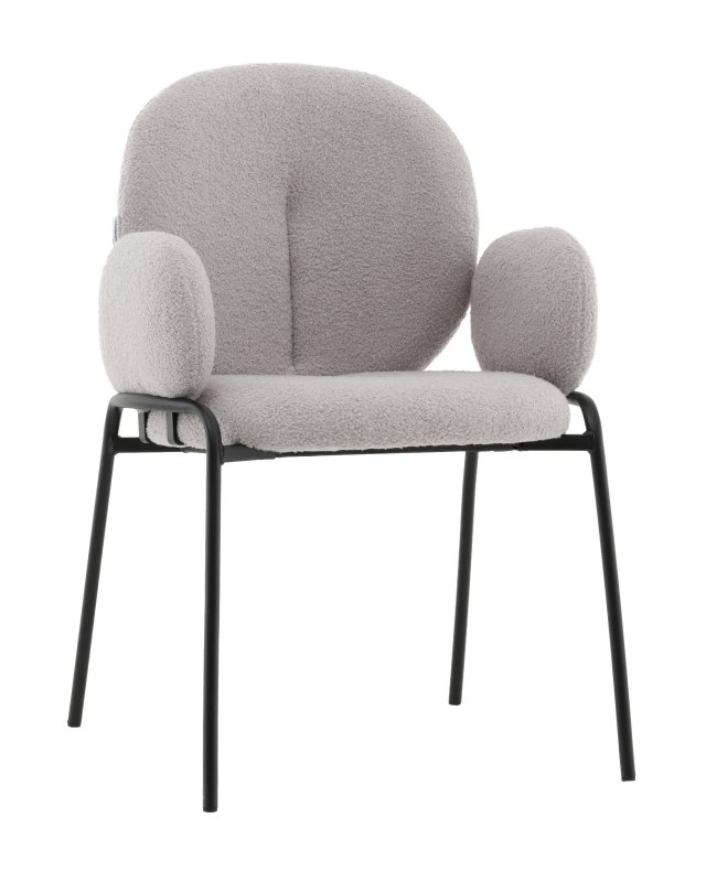 Стул с подлокотниками Моллек букле светло-серый
