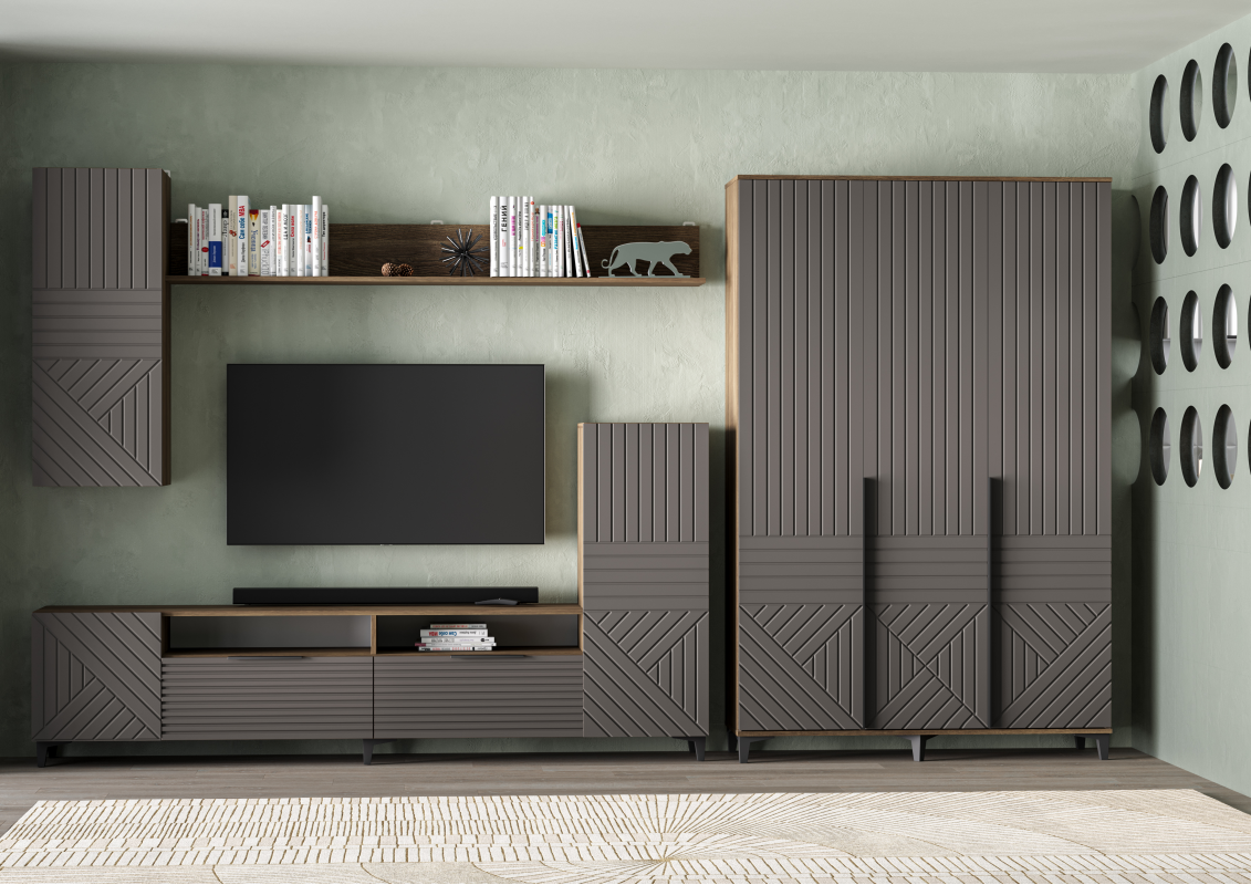 СГ Палау Шкаф 3х ств. табак/ грей софт