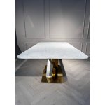 Стол обеденный Интерно Гранд MC3042-200WH, 200х100х75 см, белый мрамор/золото