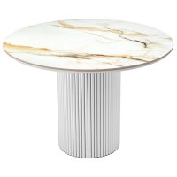 Стол Aura 110см, керамогранит Calacatte gold мрамор, белый