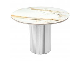 Стол Aura 110см, керамогранит Calacatte gold мрамор, белый