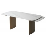 Стол CALVIN 180 SEMI-POLISHED SNOW CARRARA SOLID CERAMIC / Серый дуб, ®DISAUR