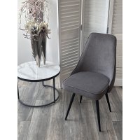 Стул БЕРТИ 360 град. поворот. B28 Темно-серый, велюр / черный каркас, М-City