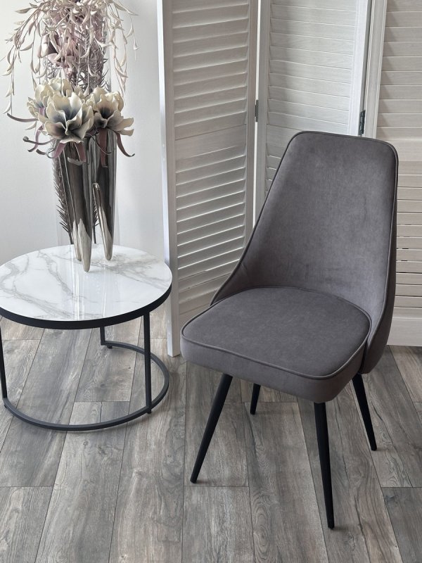 Стул БЕРТИ 360 град. поворот. B28 Темно-серый, велюр / черный каркас, М-City