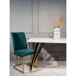 Стол обеденный Соар-2 F-1690,160х90х76 см, бело-серая керамика/золото