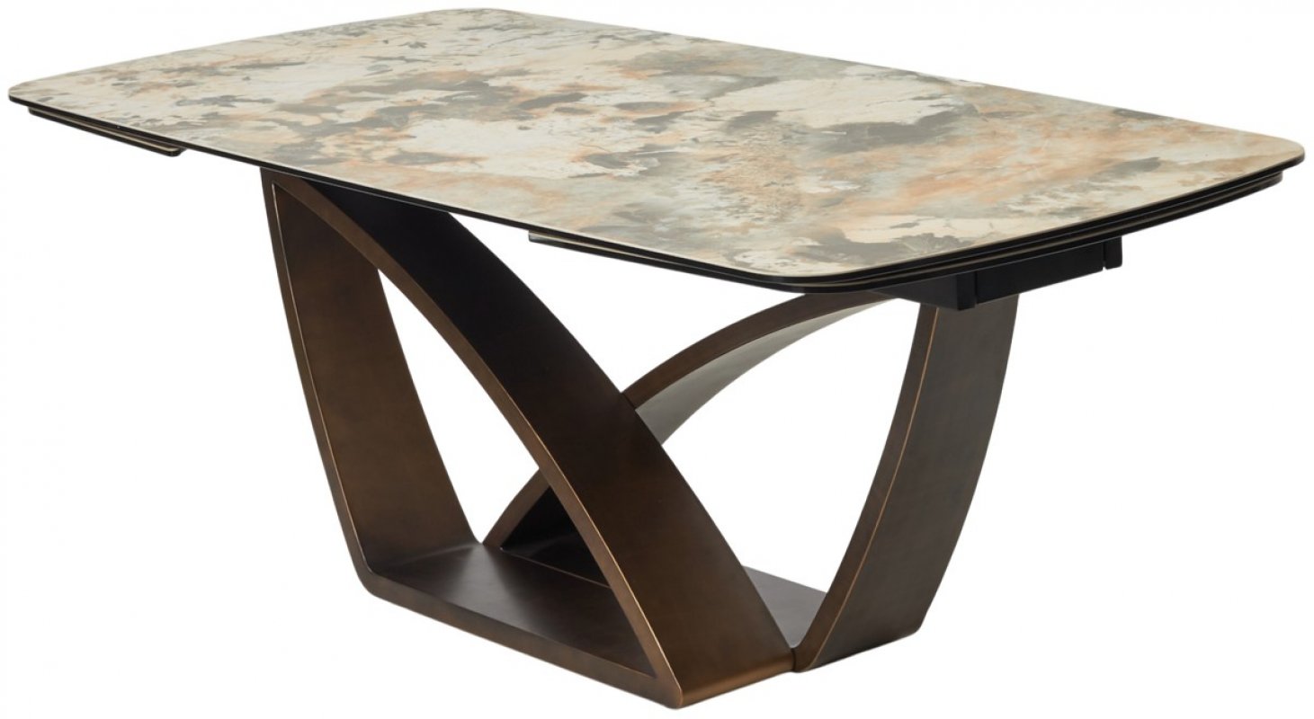 Стол ALONSO 200 TL-137  матовый, испанская керамика / брашированный каркас, цвет медный, ®DISAUR