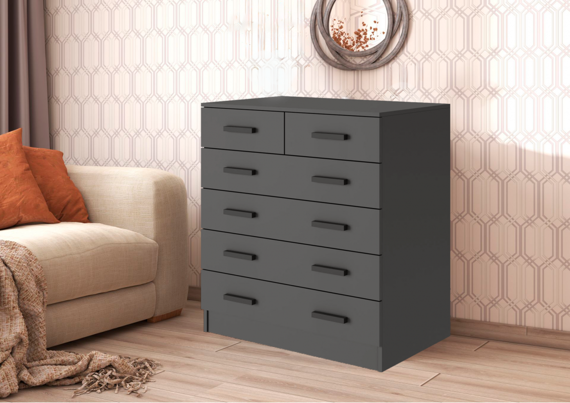 Комод Бостон 810*970*500 с 4+2 ящика (Графит)