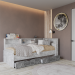 Кровать "Юта" 1,9 м бетон светлый/ бетон темный