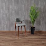 Стул полубарный Lucas светло-серый букле, ножки цвета орех