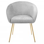 Стул-полукресло Martin серый шенилл, золотые ножки