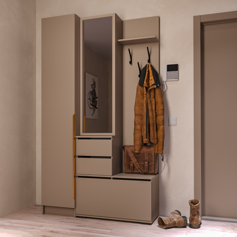 Набор прихожая Голд Бостон(вешалка В2 + пенал П 400)(Бежевый(Глиняный/Серый)