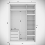 Шкаф распашной Мика 1500 с ящ. внутри (Белый) 1500х2200х480