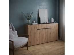 Комод МИКА 1604х870х384 дуб вотан/графит