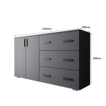 Комод Бостон 2 дверки+3 ящика 1602х890х403 (Графит)