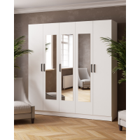 Шкаф комбинированный Ларс (2,0) с зеркалом белый