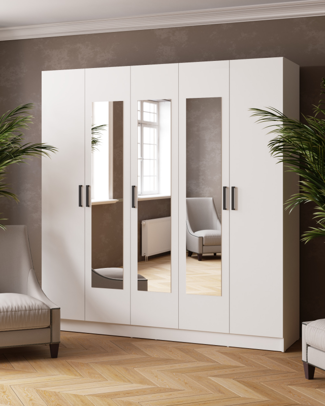 Шкаф комбинированный Ларс (2,0) с зеркалом белый