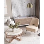 Кресло лаунж Бостон велюр рельефный молочный