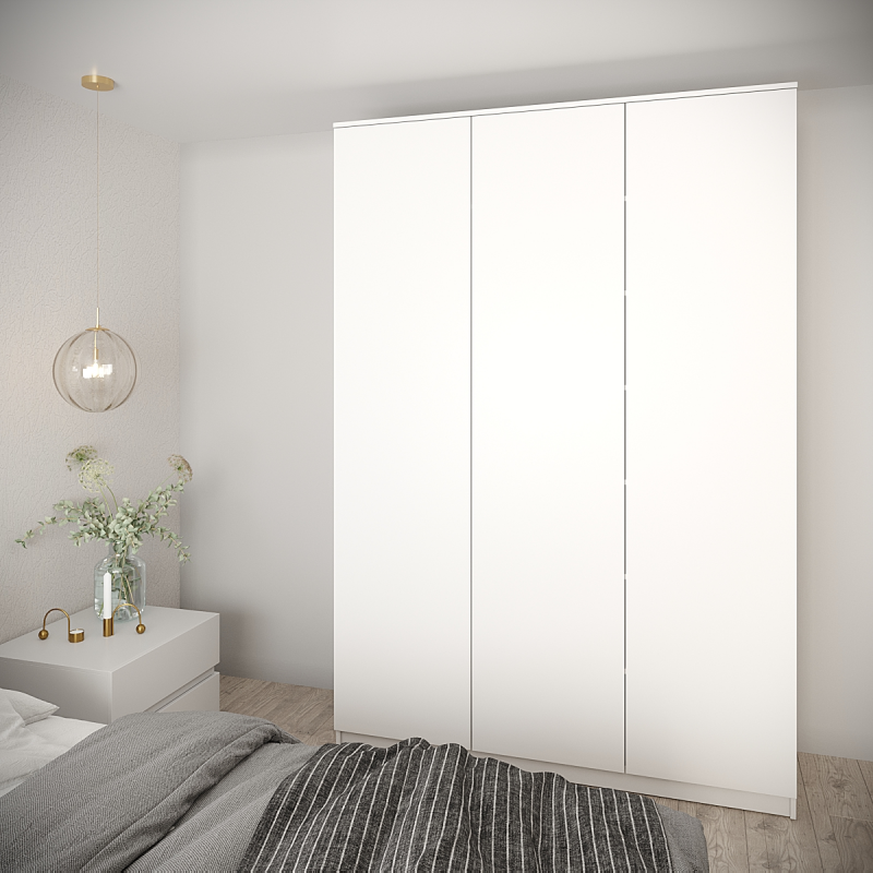 Шкаф распашной Мика 1500 с ящ. внутри (Белый) 1500х2200х480